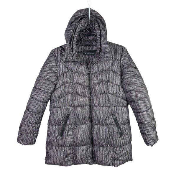 Womens Guess Hooded Black & White Puffer Coat Zip Pockets Polyester Size XXL - Picture 1 of 8